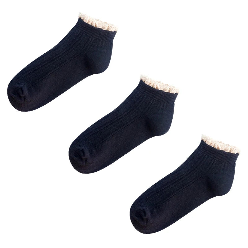 Women's Solid Lace Ruffle Socks, 4-Pack