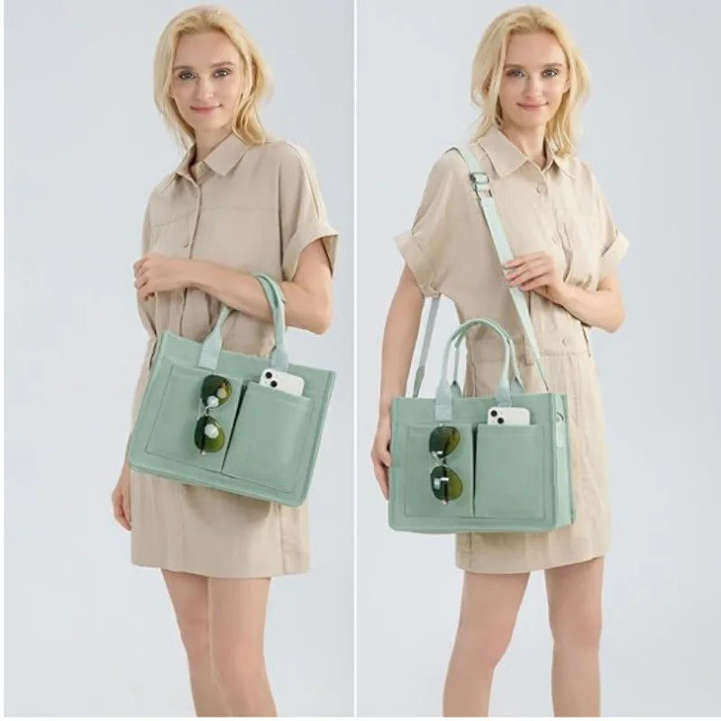 Women's Canvas Shoulder Bag with Zipper