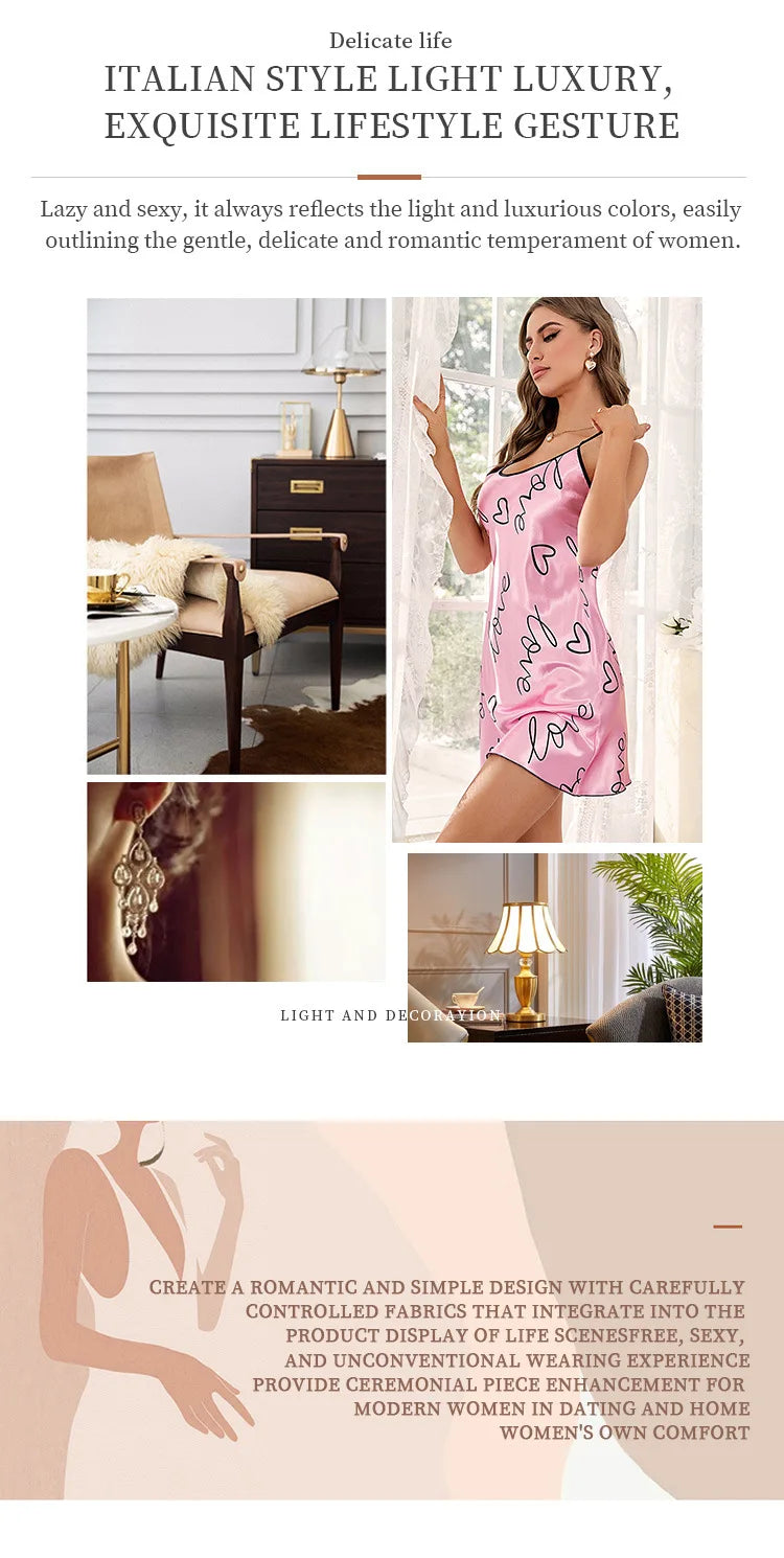 Young Women's Heart Letter Print Nightdress