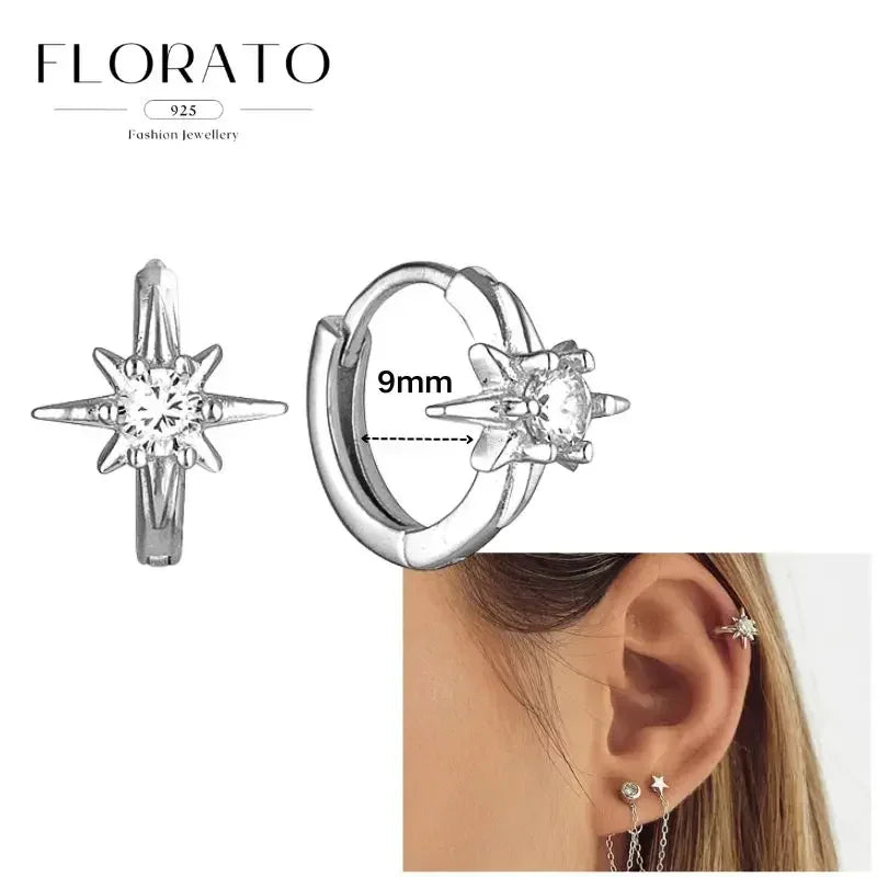 Sterling Silver Butterfly Pendant Hoop Earrings