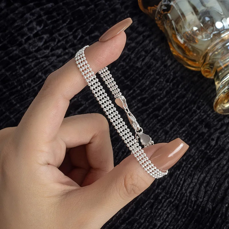 925 Sterling Silver Beaded Charm Bracelet