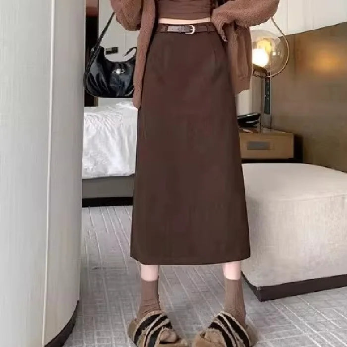 Corduroy Wraparound Midi Skirt