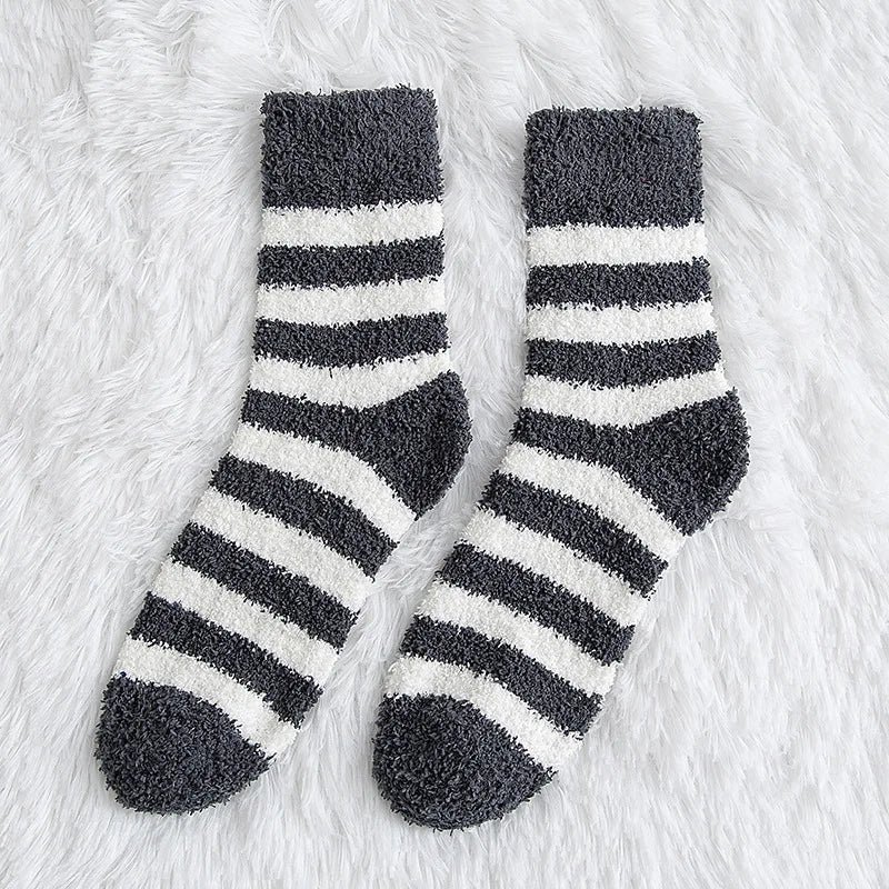 Men's Striped Fluffy Winter Crew Socks