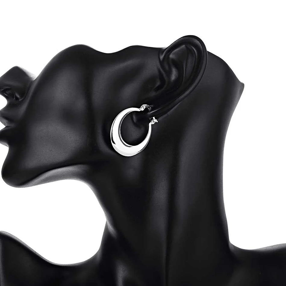 Women's 30mm Sterling Silver Hoop Earrings