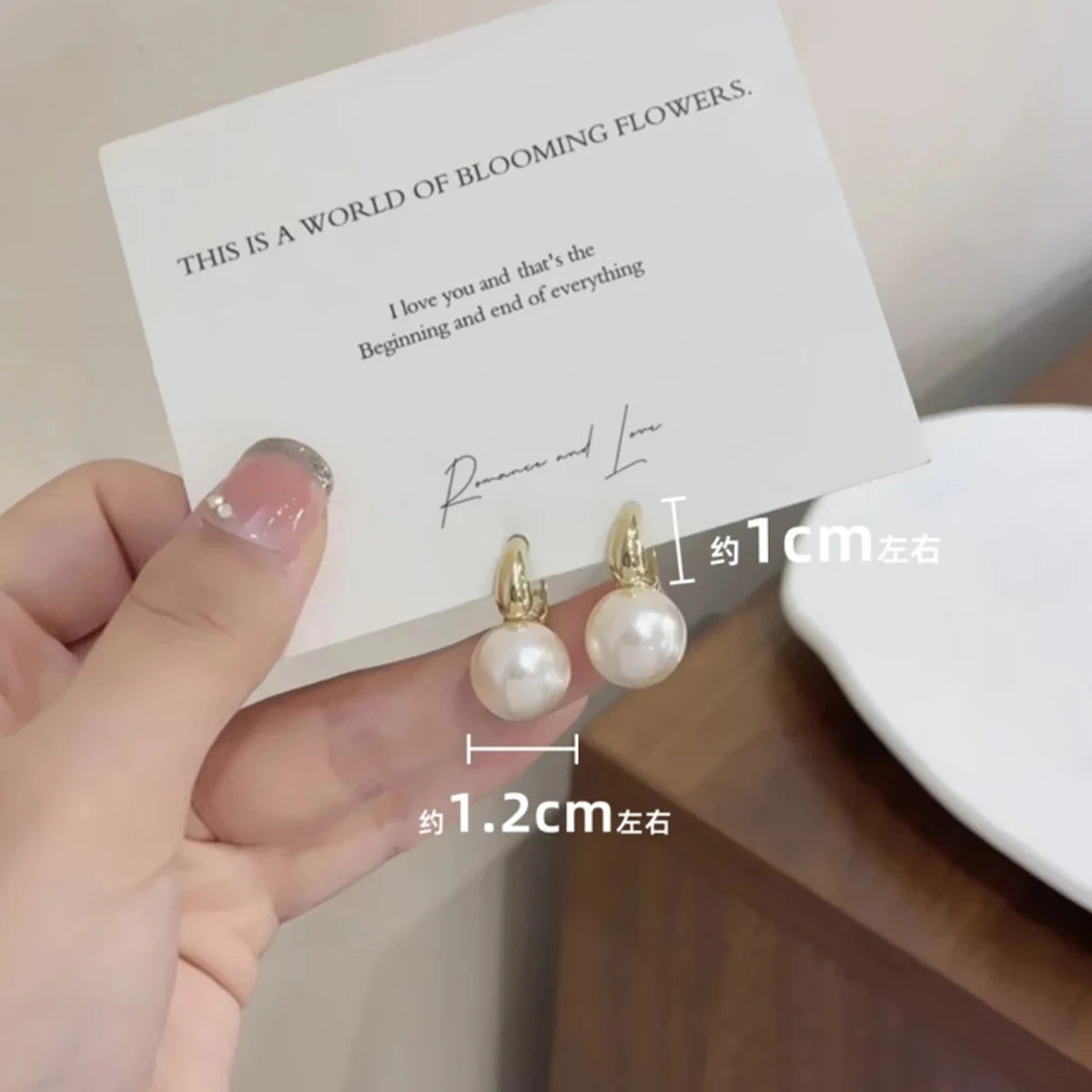 Women's Gold Pearl Hoop Earrings