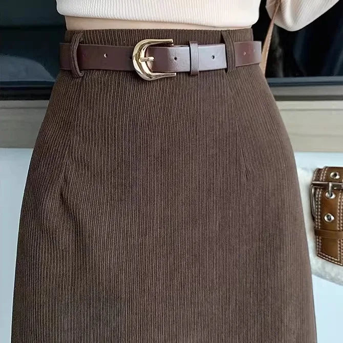 Corduroy Wraparound Midi Skirt