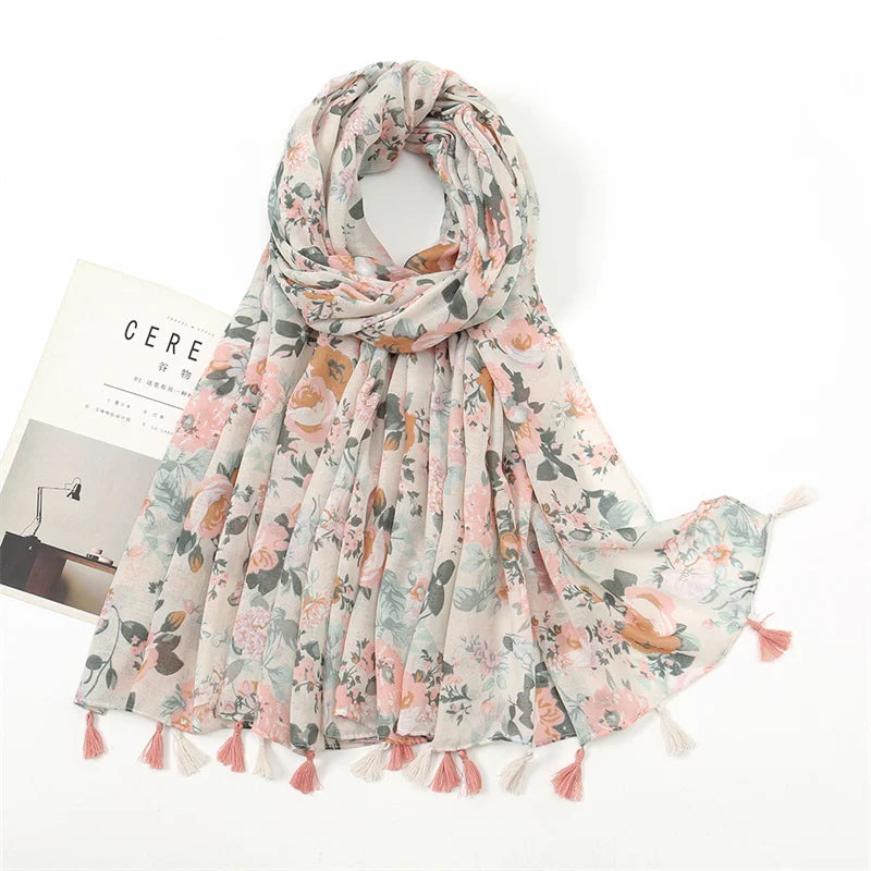 Aztec Floral Tassel Shawl Wrap