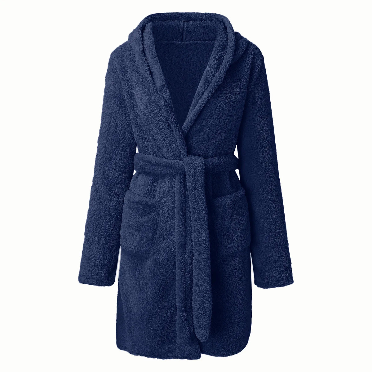 Women's Hooded Fluffy Plush Bathrobe