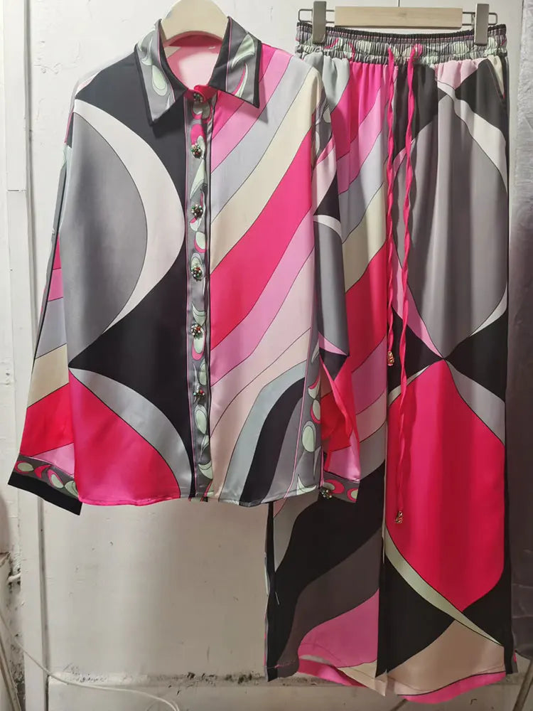 Women's Abstract Print Two-Piece Set