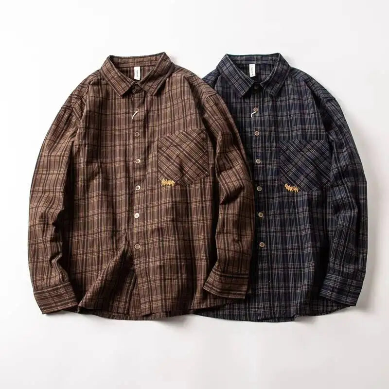 Men's Washed Cotton Plaid Shirt