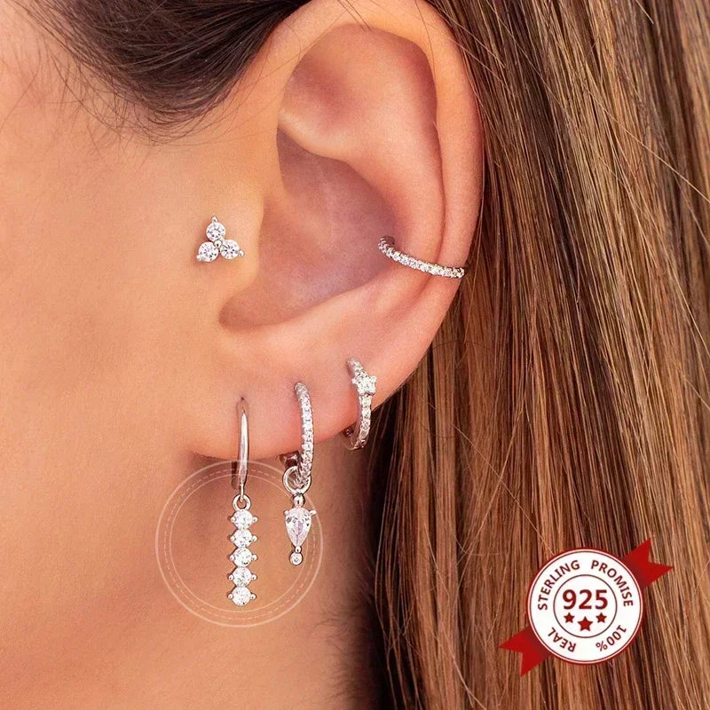 Sterling Silver Butterfly Pendant Hoop Earrings