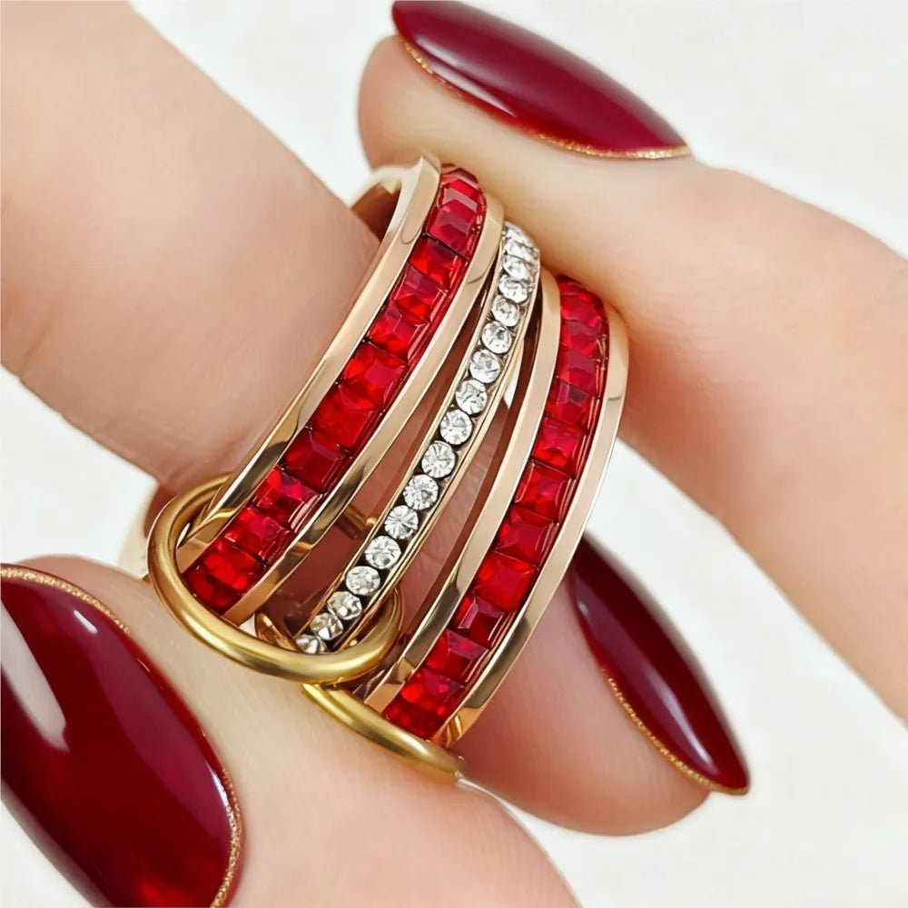 Women's Multi-Layer Full-Zirconia Stackable Ring