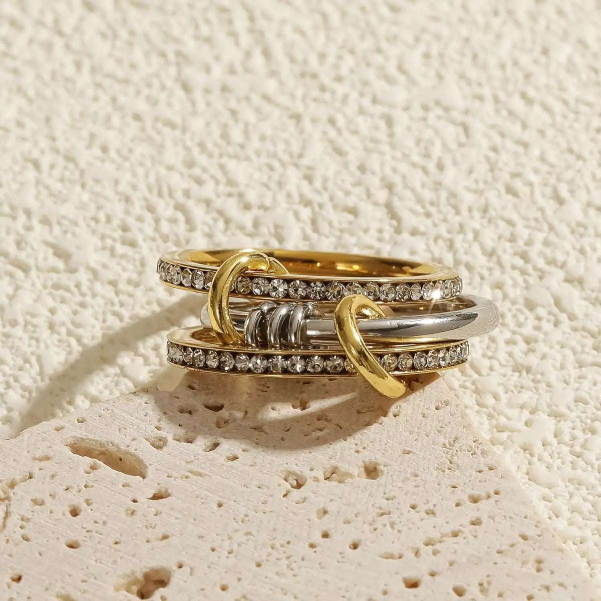 Women's 18K Gold-Plated Stackable CZ Ring Set