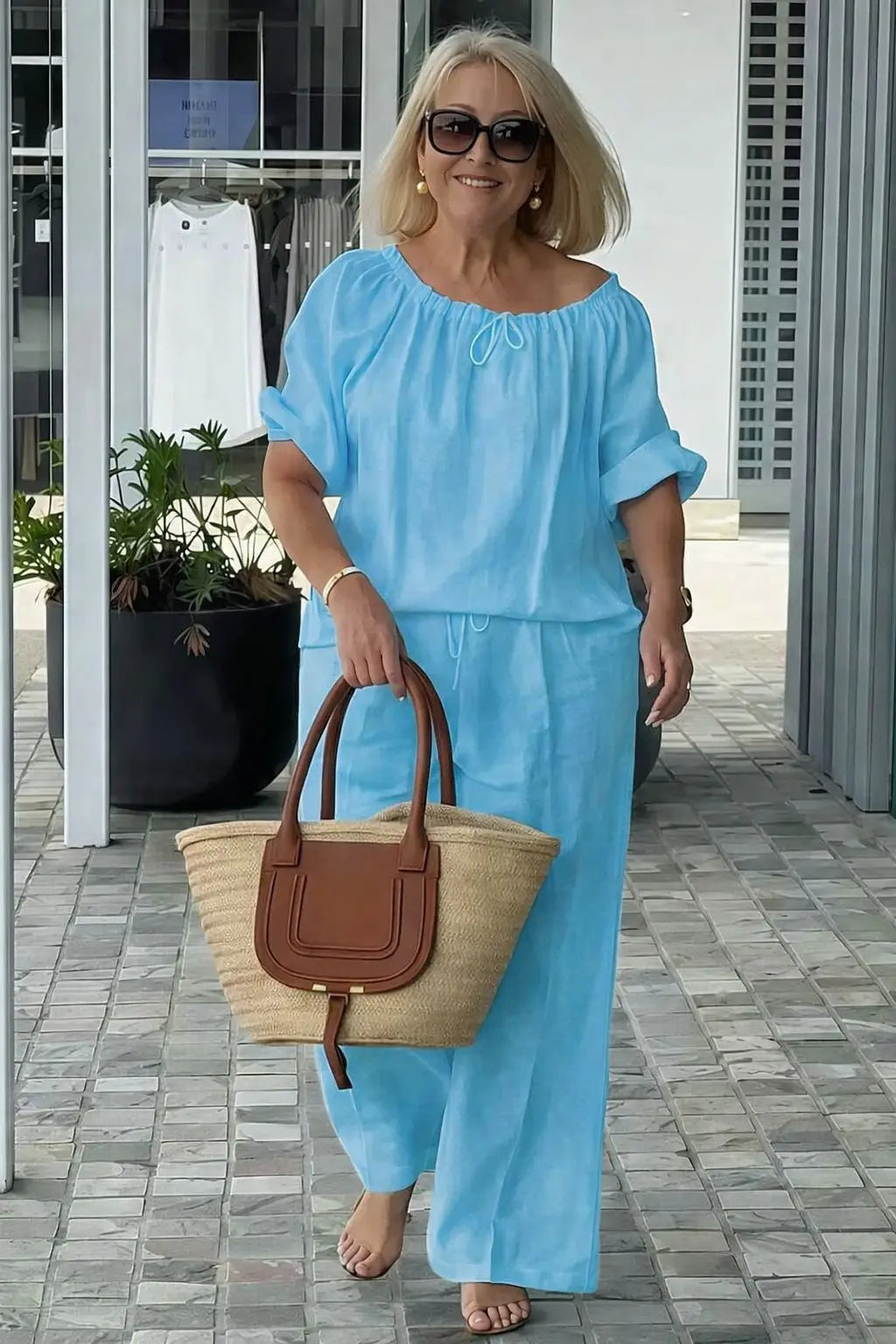 Women's Loose Drawstring Two-Piece Set