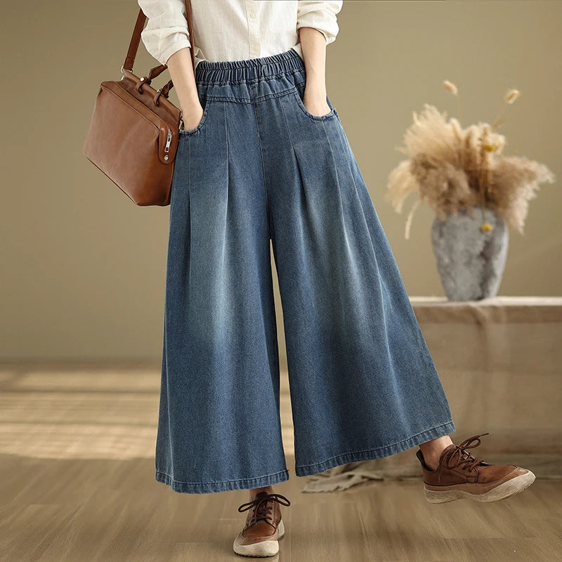 Women's Elastic-Waist Straight-Leg Ankle Jeans