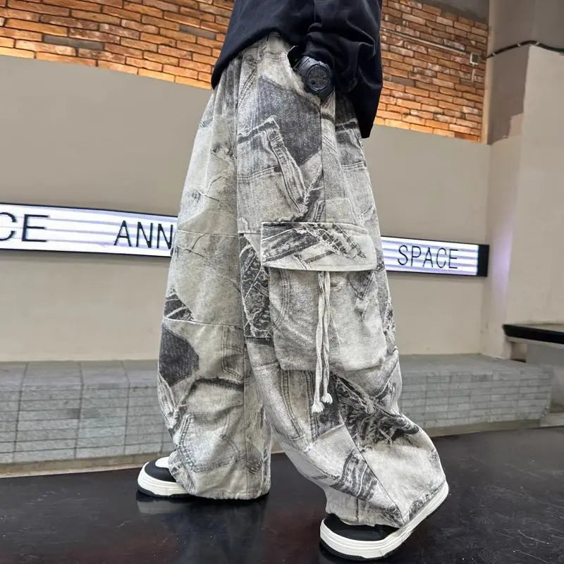 Boys Wide-Leg Cargo Pants