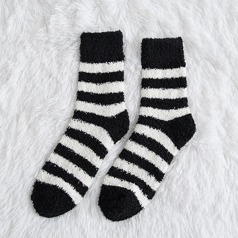 Men's Striped Fluffy Winter Crew Socks