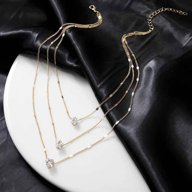 Women's Multilayer Zircon Choker Necklace