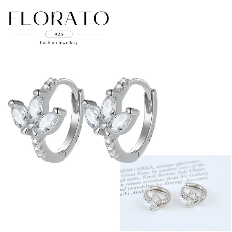 Sterling Silver Butterfly Pendant Hoop Earrings