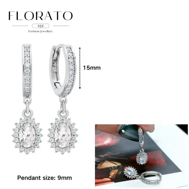 Sterling Silver Butterfly Pendant Hoop Earrings