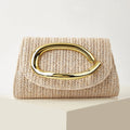 Women's Woven Flap Clutch with Detachable Strap