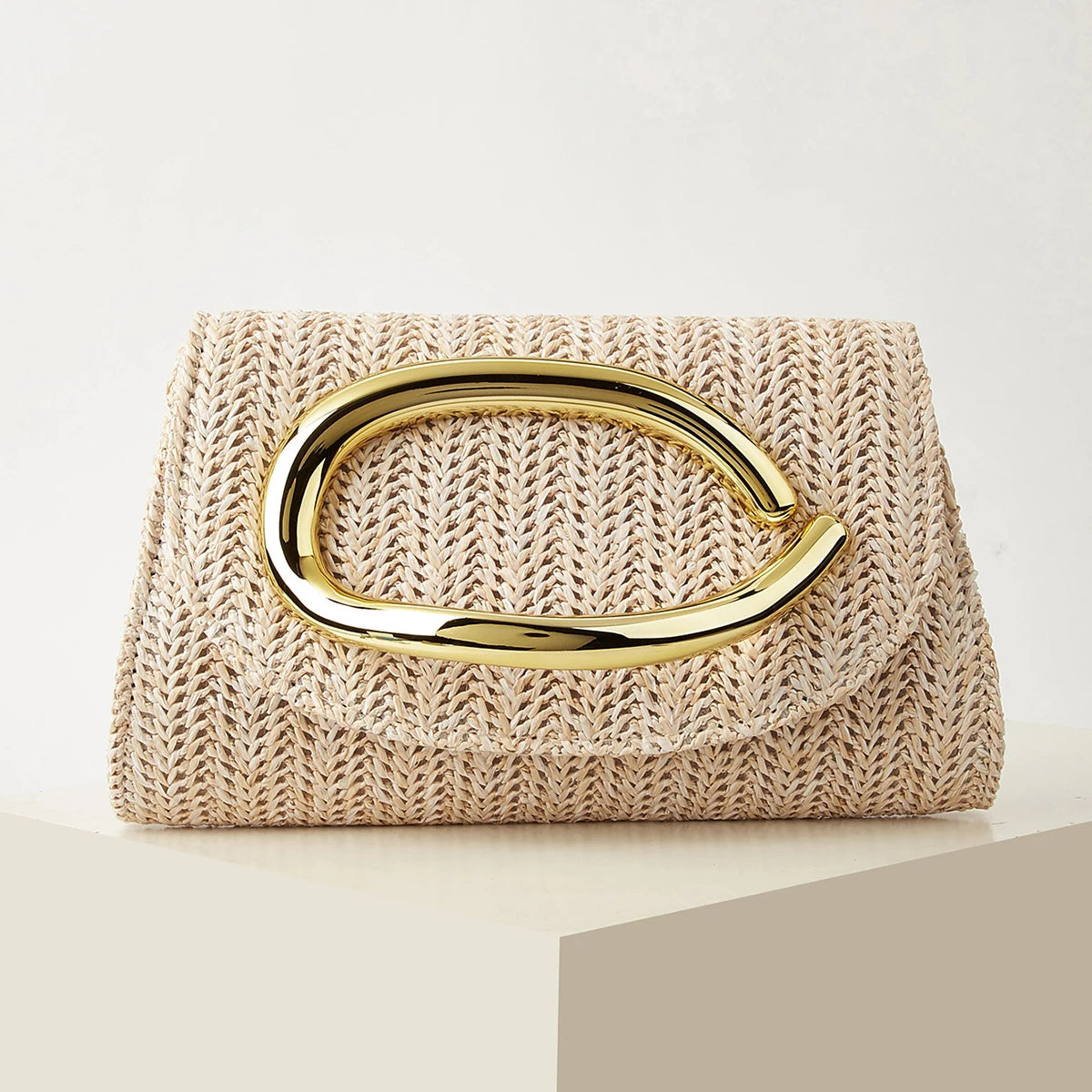Women's Woven Flap Clutch with Detachable Strap