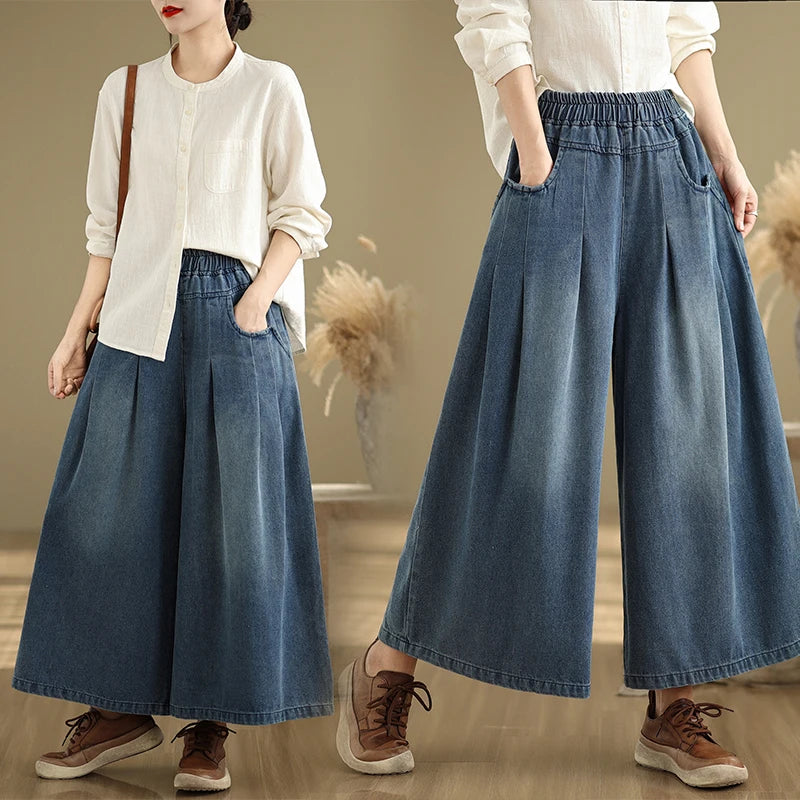 Women's Elastic-Waist Straight-Leg Ankle Jeans