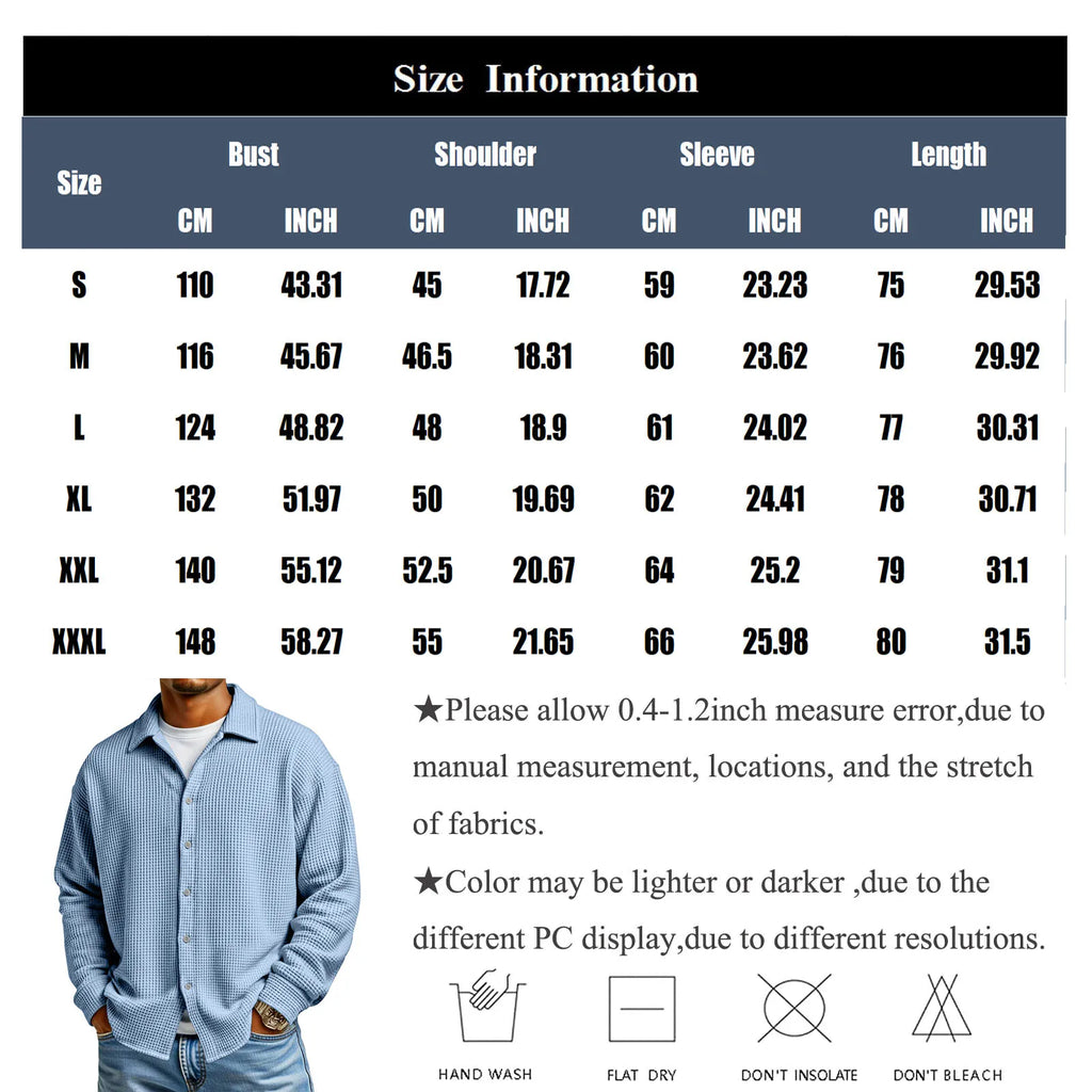 Men's Waffle Texture Button-Down Shirt