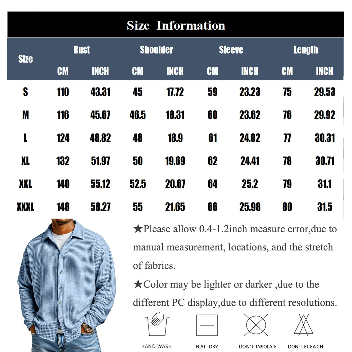 Men's Waffle Texture Button-Down Shirt