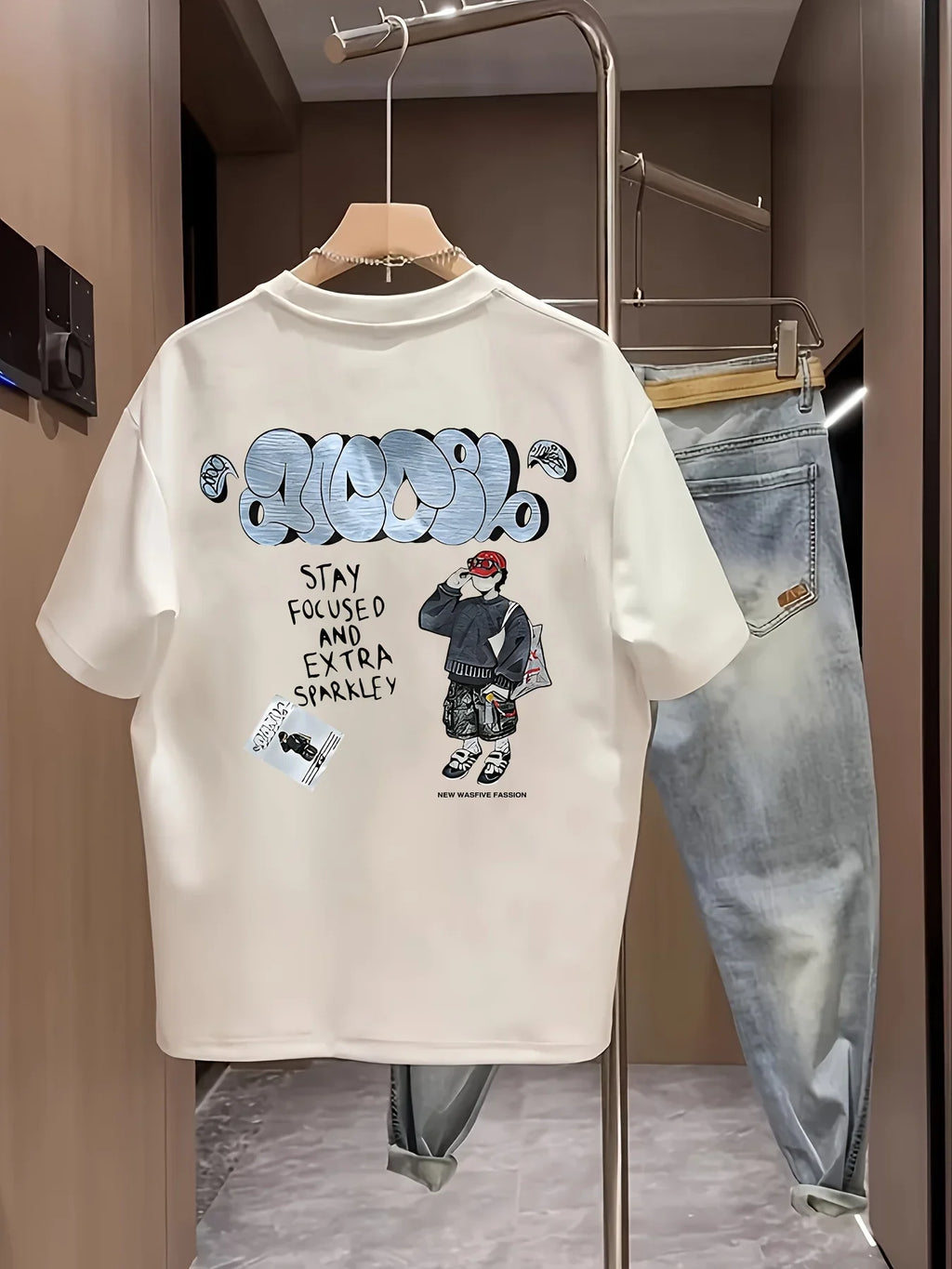 Men's Cartoon Graphic Oversized Tee
