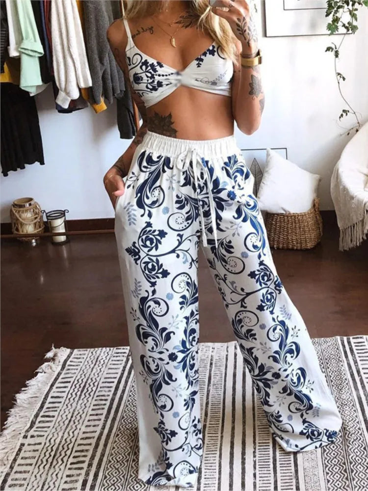 Women's Butterfly Print Two-Piece Set