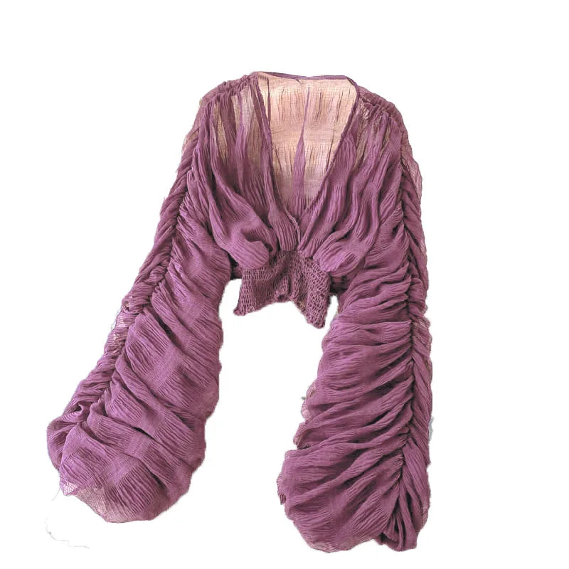 Royal Purple Ruched V-Neck Blouse