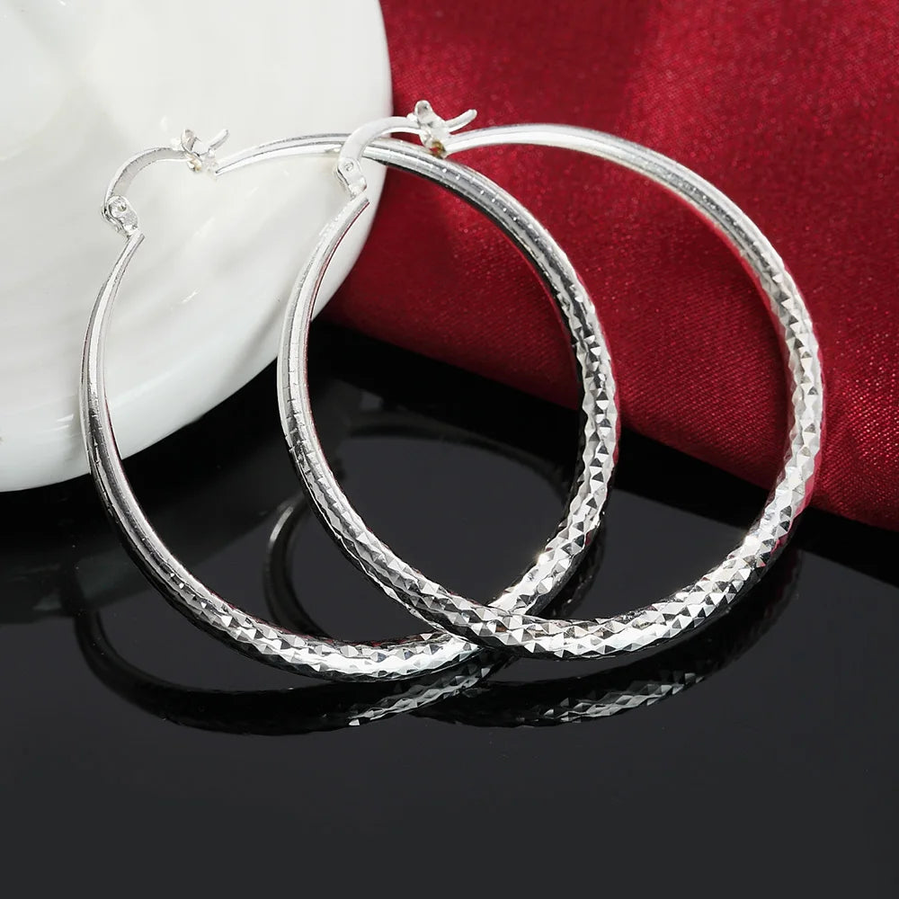 Women's 925 Sterling Silver Circle Hoop Earrings