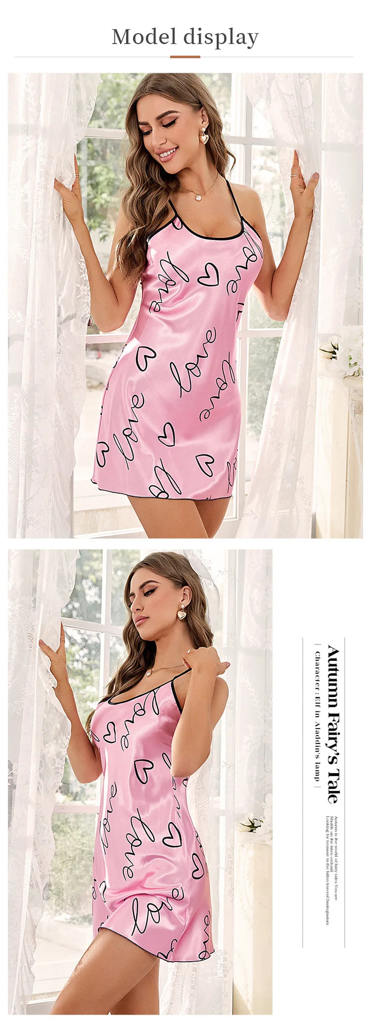 Young Women's Heart Letter Print Nightdress