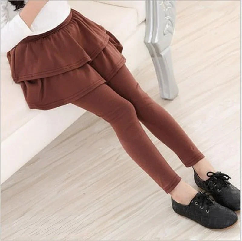 Girls Leggings with Skirt Overlay