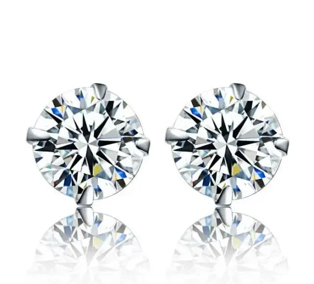 Sterling Silver Tiny Crystal Stud Earrings
