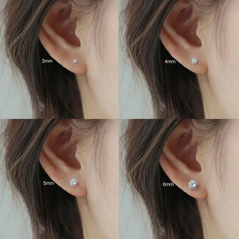 Sterling Silver Tiny Crystal Stud Earrings