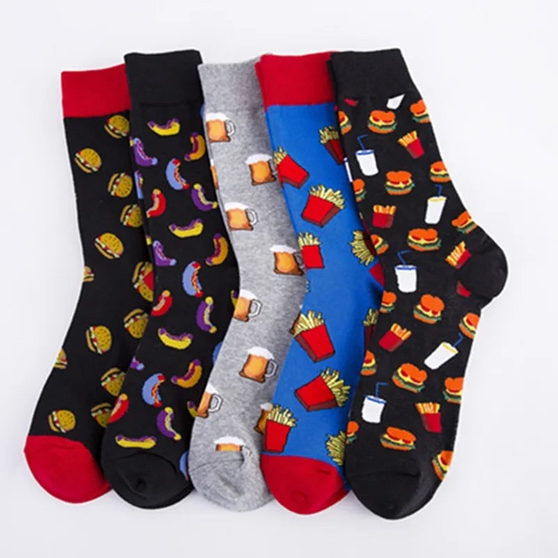 Men's Beer & Burger Novelty Crew Socks