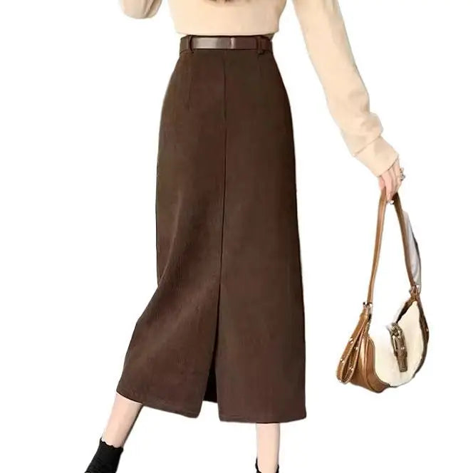 Corduroy Wraparound Midi Skirt