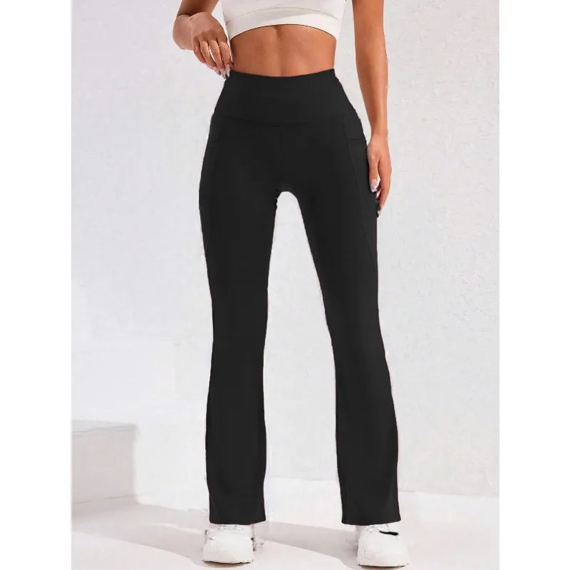 Women's High-Waist Flare Yoga Pants with Pockets