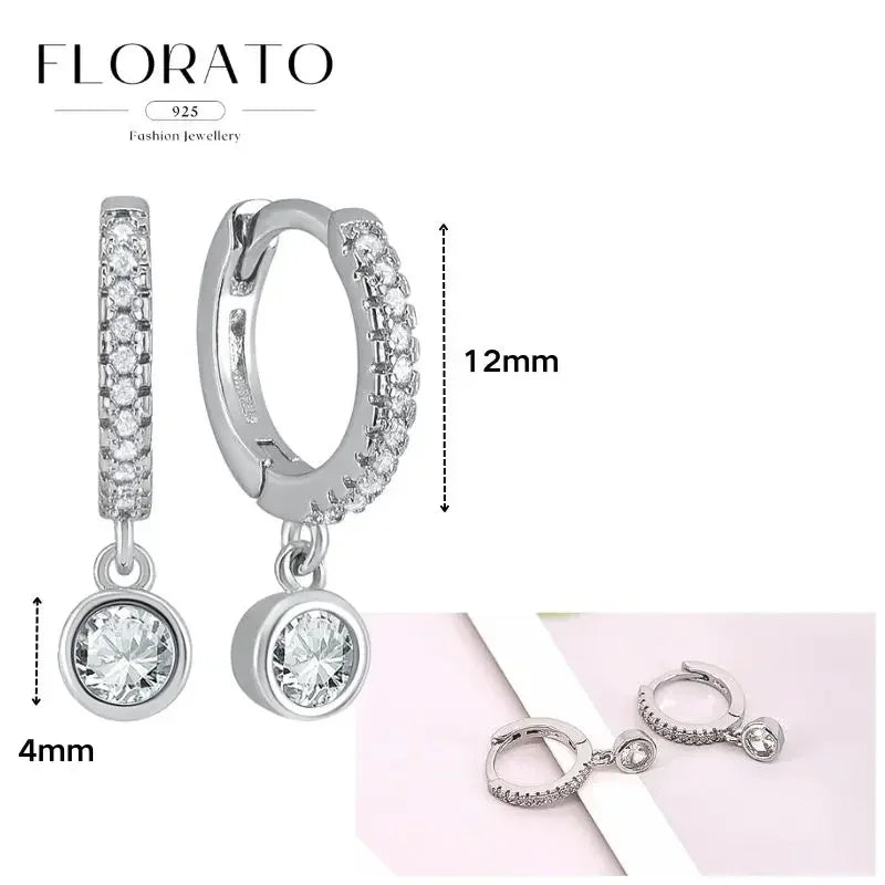Sterling Silver Butterfly Pendant Hoop Earrings