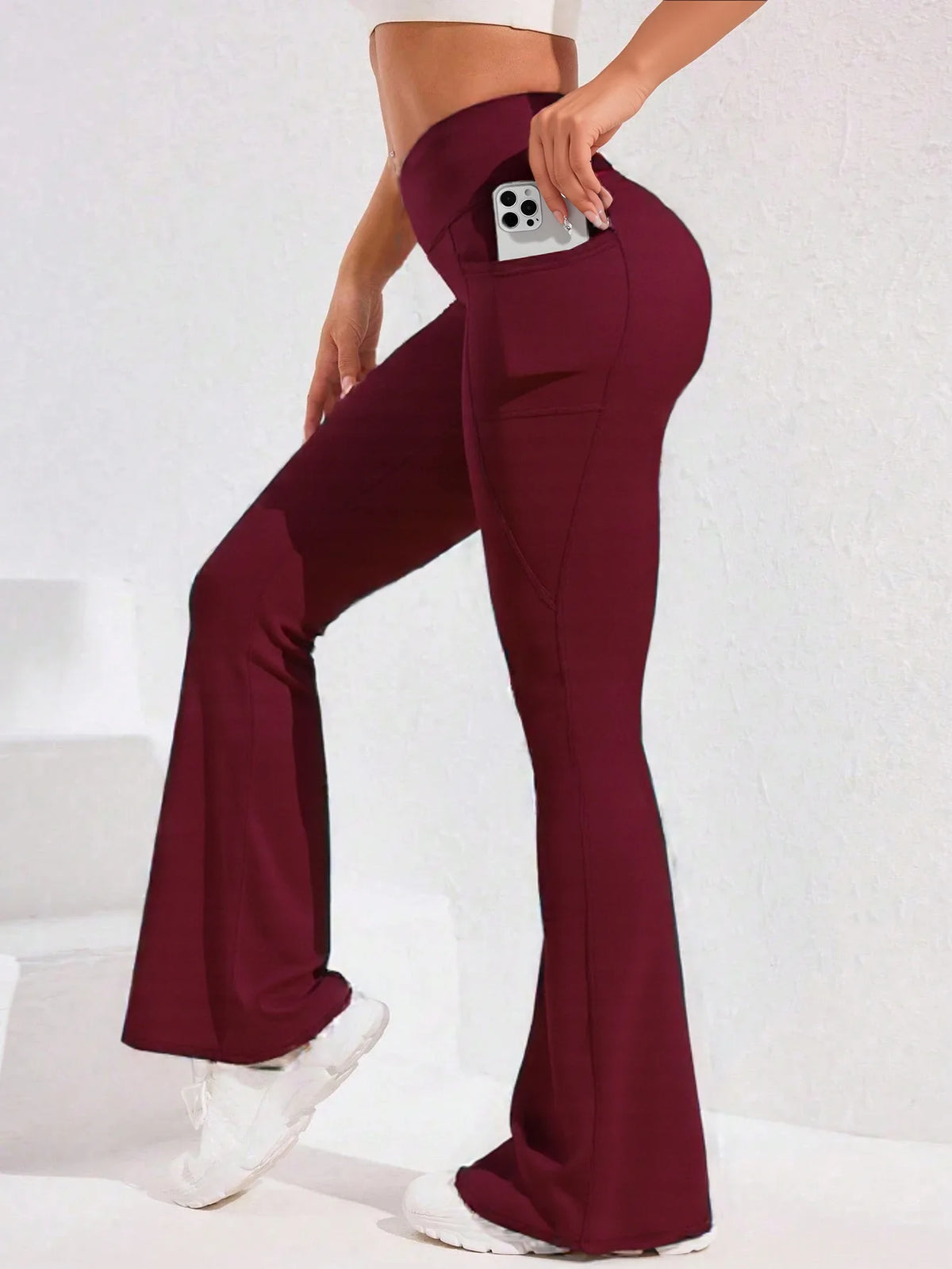 Women's High-Waist Flare Yoga Pants with Pockets