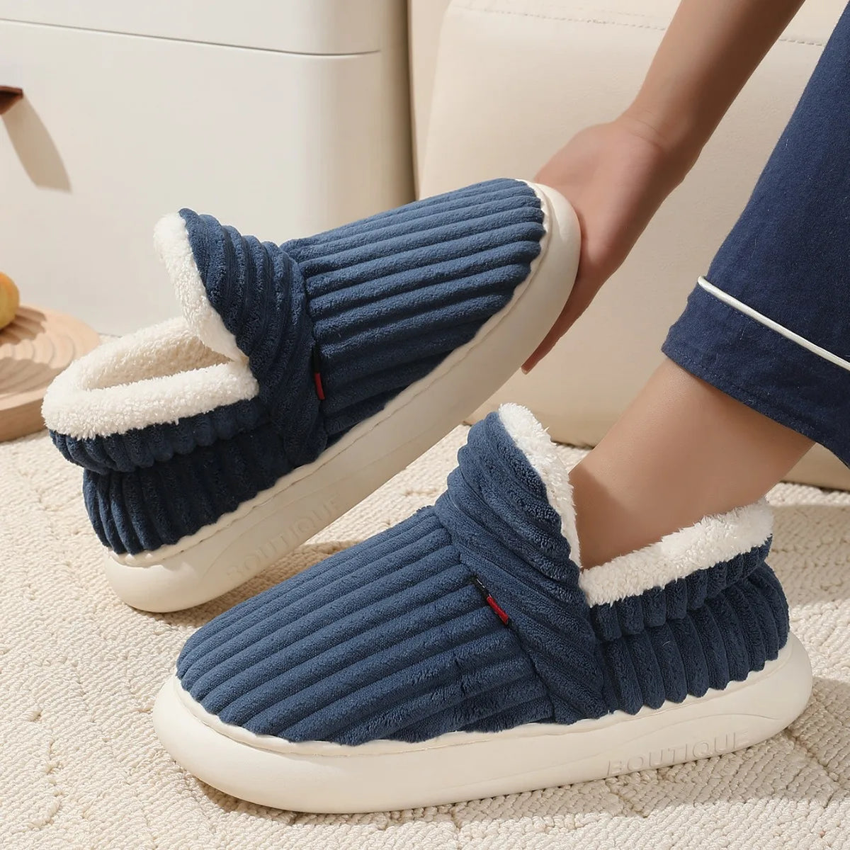 Men's Fluffy Ankle-Boot Slippers