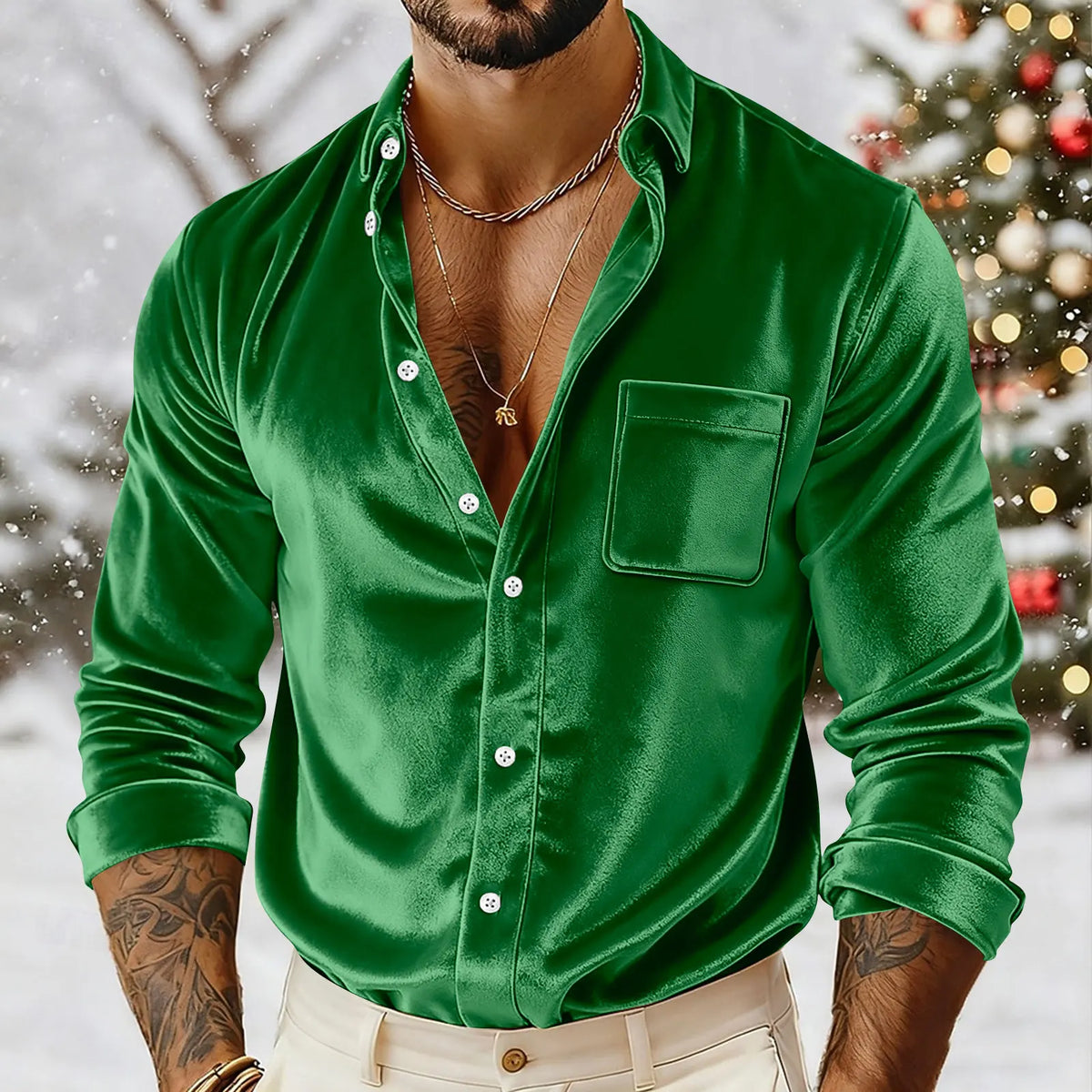 Men's Velvet Button-Down Shirt