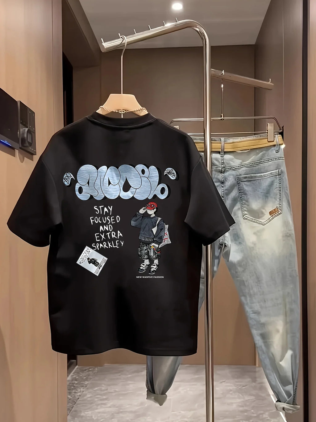 Men's Cartoon Graphic Oversized Tee