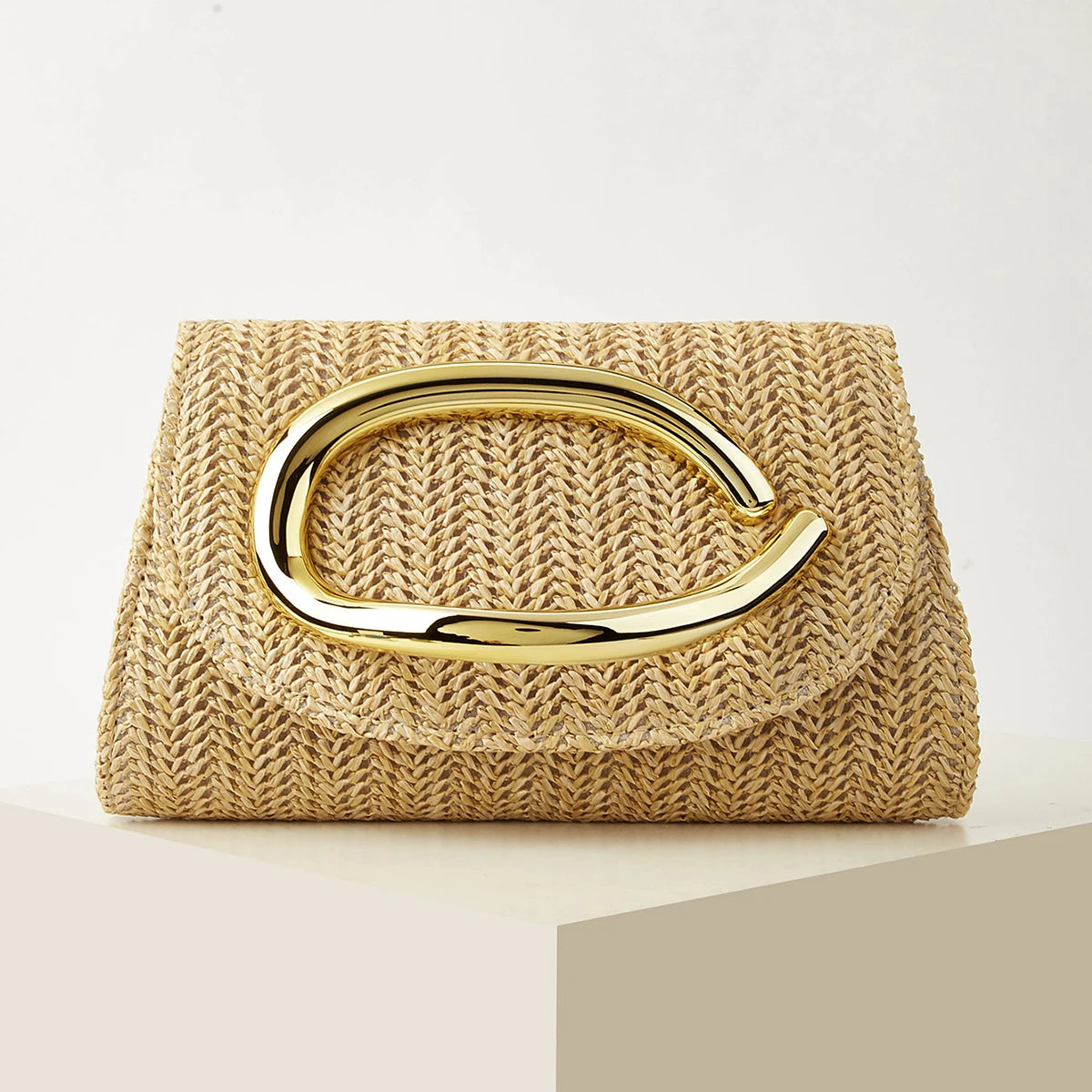 Women's Woven Flap Clutch with Detachable Strap