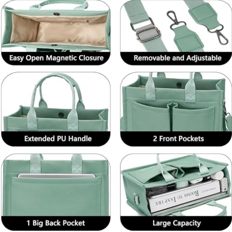Women's Canvas Shoulder Bag with Zipper