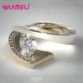 Women's Chunky Sterling Silver Wide Zircon Ring
