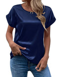 Satin Batwing-Sleeve Blouse