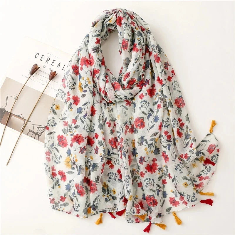Aztec Floral Tassel Shawl Wrap